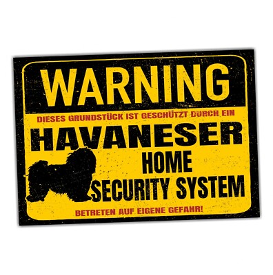 Havaneser Schild Warning Security System Türschild Hundeschild Warnschild Schild
