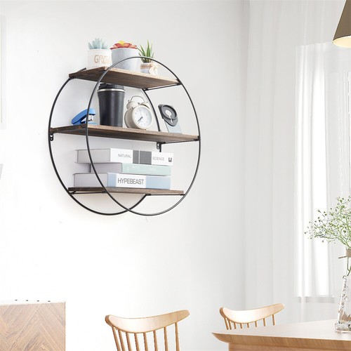 3 Tiers Round Wall Mounted Floating Shelf for Bathroom Bedroom Living Room Decor - Picture 5 of 12