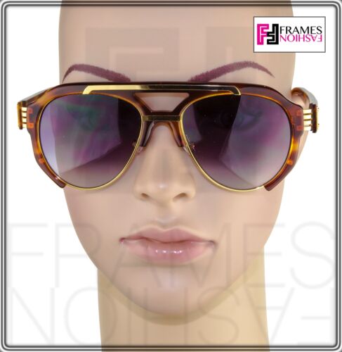 LINDA FARROW Prabal Gurung Aviator Brown Tortoise Gold Purple PG11 Sunglasses - Picture 3 of 14