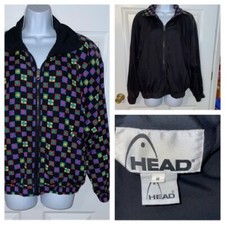 Vintage Head Women  s Sz Medium Wearable Art Reversible Windbreaker Jacket EUC