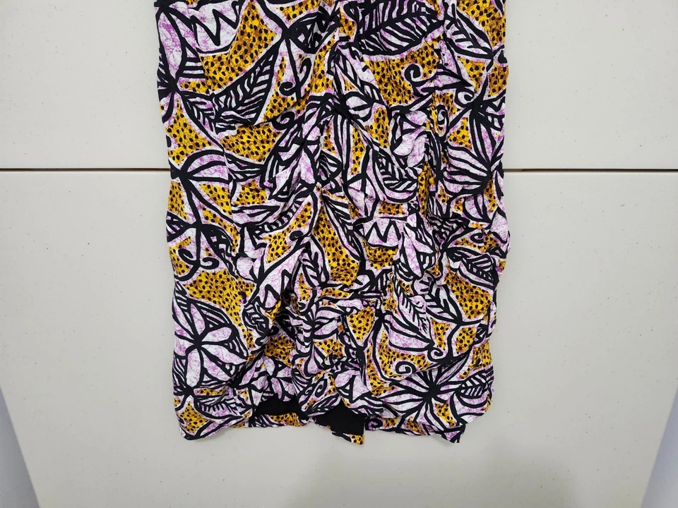 ZARA Dress Womens XS Mini Bodycon Short Sleeve Floral Artsy Geometric Vneck Boho - Image 2 of 4