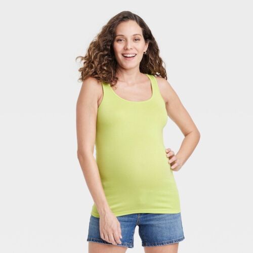 Isabel Maternity Scoop Neck Shirt Tank Top size XL - Lime Green - NEW