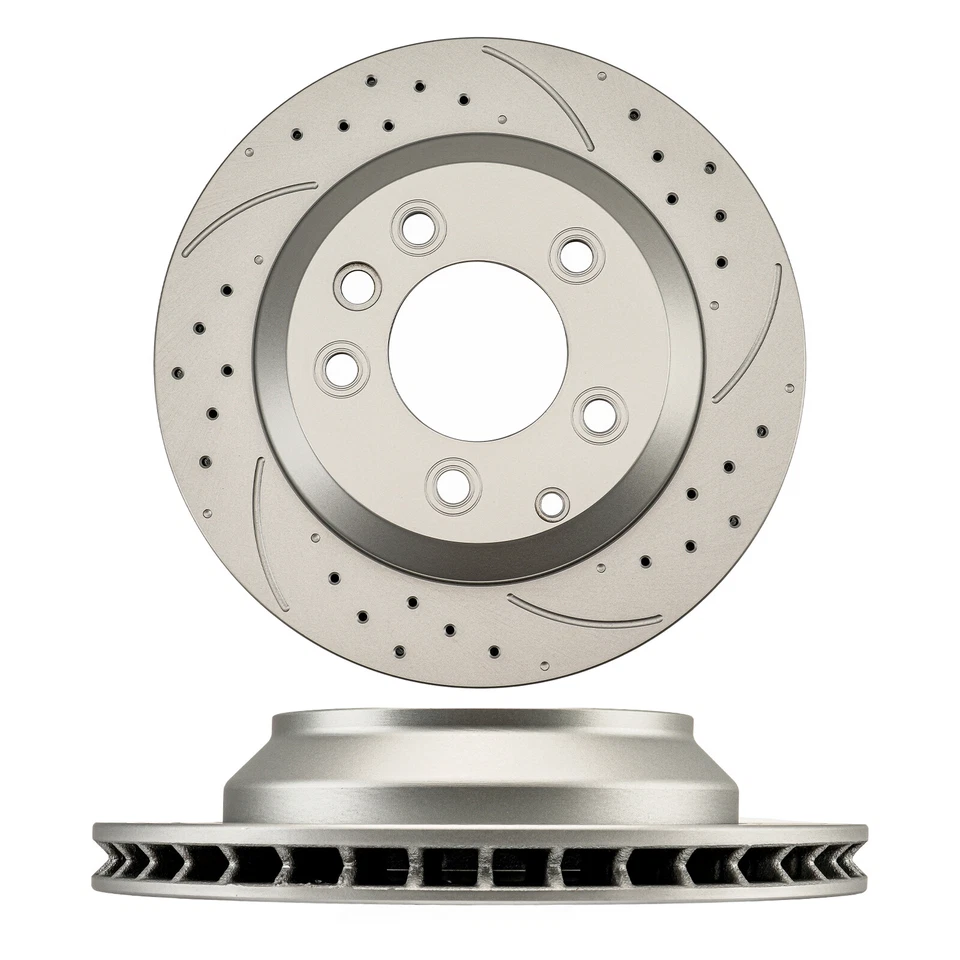 34287 Rear Drilled Slotted Rotors Ceramic Brake Pads Kit 330mm For Audi Q7 07-15 - Image 4 of 4