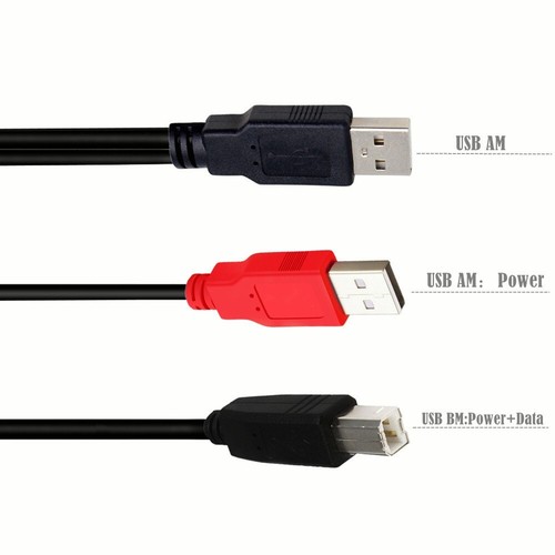 Dual USB 2.0 A Male to B Male Y Splitter Cable for Printer Scanner External HDD - Picture 2 of 5