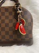 Watermelon Bag Charm Keychain Keyring Gold Red Purse Charm Fun New Gift