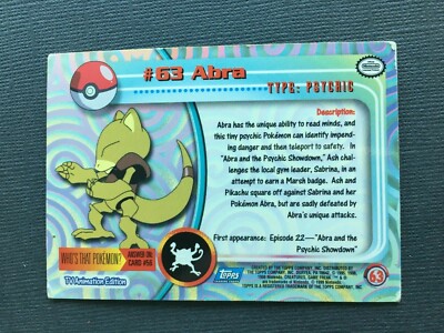 2000 Topps Pokemon ABRA #63 Holo Foil Card Nintendo TCG Rare | eBay