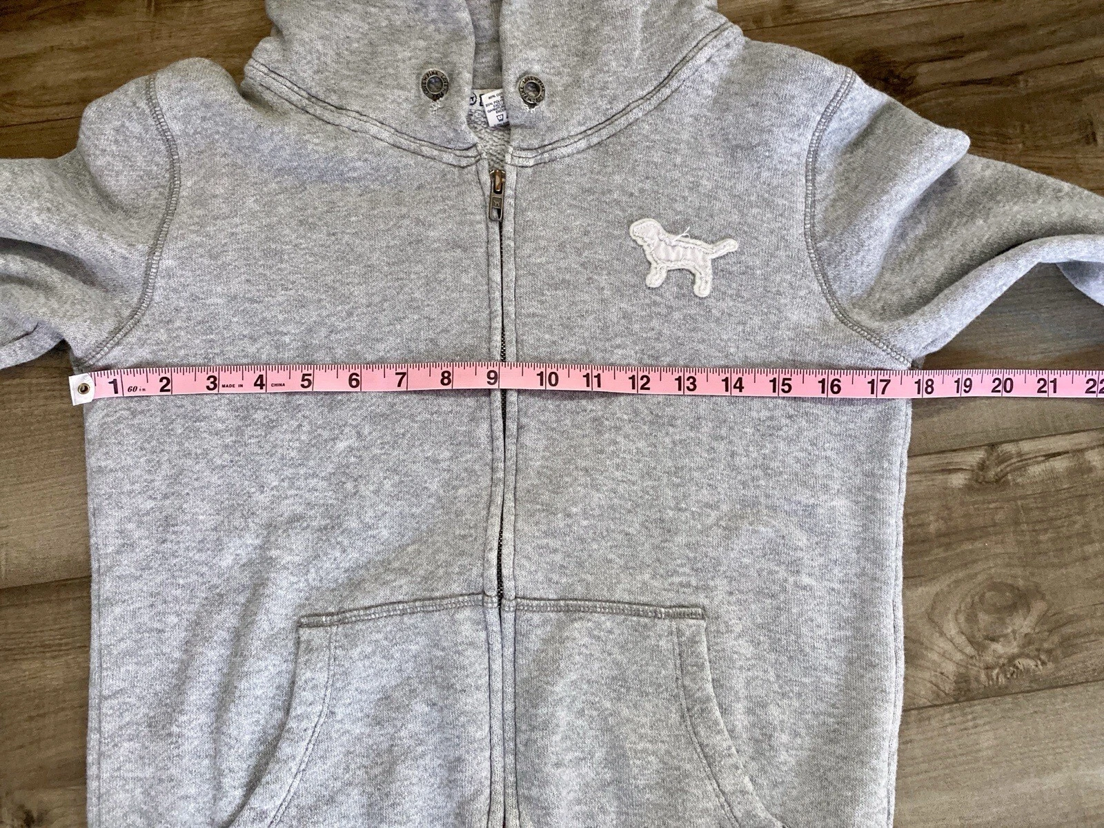 UNDERCOVER Felpa con cappuccio Victorias Secret ROSA full zip posteriore grafica grigia taglia small