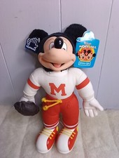 Vintage Mickey Mouse Football Player Plush, Vinyl Face - NEW