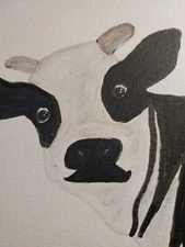 GAT Cow Art ORIGINAL Painting Whimsical Impressionism 5x5 Farm Animals Cute ART