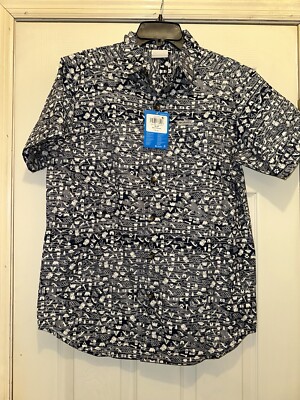 Columbia Shirt Rogers Peak Navy Printed Short Sleeve Men s Size: Small NWT Camp