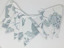 Laura Ashley Summer Palace Off Whie Duck Egg Blue Bird Handmade Bunting 10 Flags