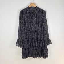 NEW Nasty Gal womens dress size L spotty ruffle hem mini polka dot 087171