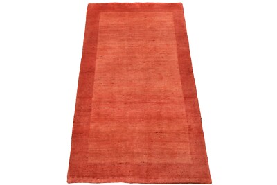 Gabbeh Rug 2 10  x 4 11  Red Wool Contemporary Hand-Knotted Carpet