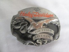 1990 Harley Davidson Belt Buckle Eagle The Legend Lives On USA Enamel Siskiyou