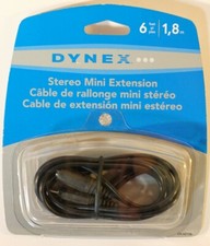 Dynex stereo mini extension cable 6' feet 1,8m DX-AD106 NEW in package