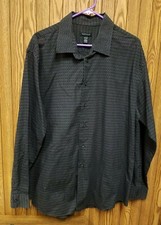 Lot of 3 VAN HEUSEN Mens XL L/S Checked Dress Shirts Black Lime Green Dark Green