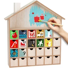 BRUBAKER DIY Wooden Advent Calendar - Refillable, 24 Drawers, Creativity
