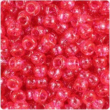BeadTin Hot Pink Sparkle 9mm Barrel Pony Beads 500pcs