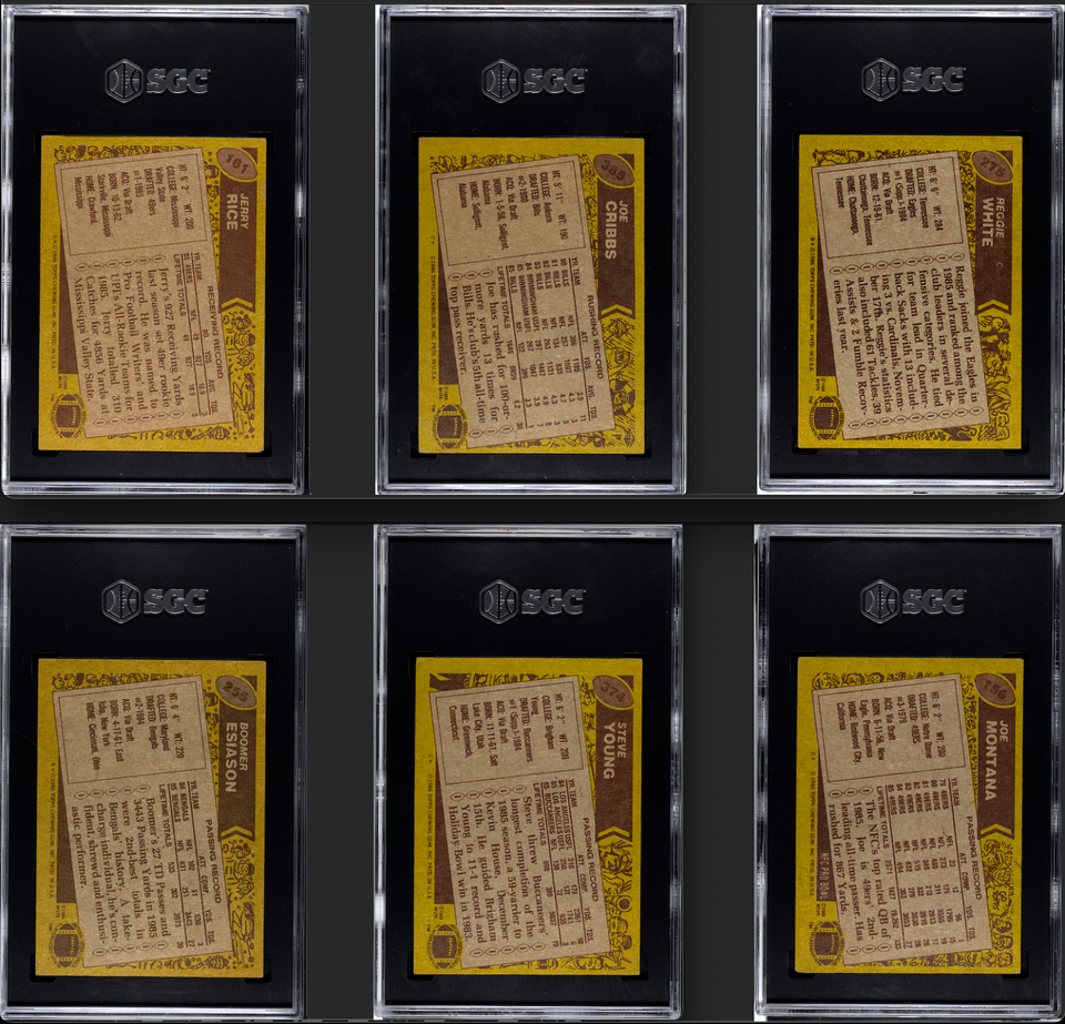 1986 Topps Jerry Rice 161 Reggie White, Joe Cribs,Joe Montana,Steve ...