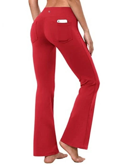 BUBBLELIME Red Bootcut Yoga Pants with Back Pockets - Size XL