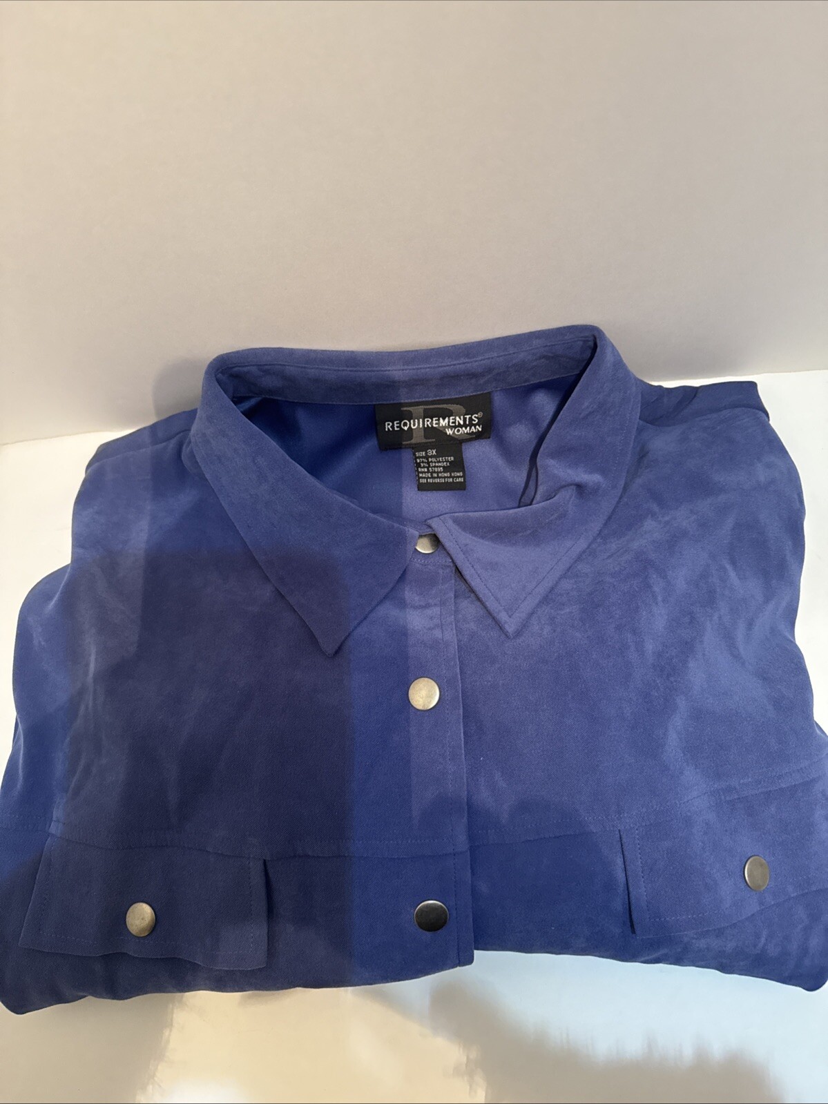 Plus Size 3X Purple Snap Button Down Long Sleeve Top for Women