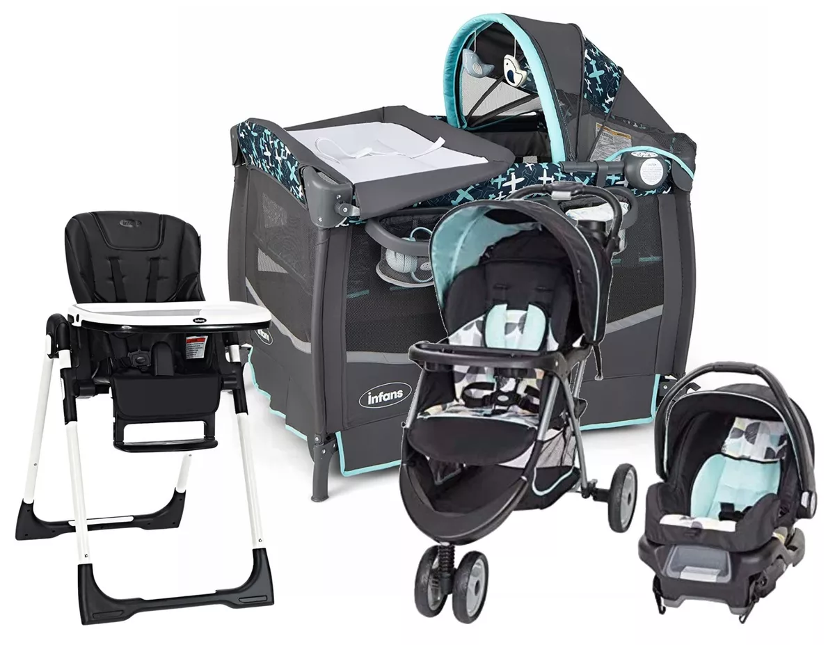 Baby Stroller with Car Seat Combo Newborn Playard High Chair Travel Set