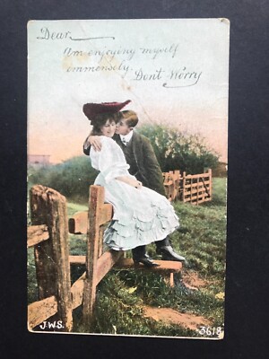 1908 Vintage Postcard Two Lovers / J Welch and Sons 