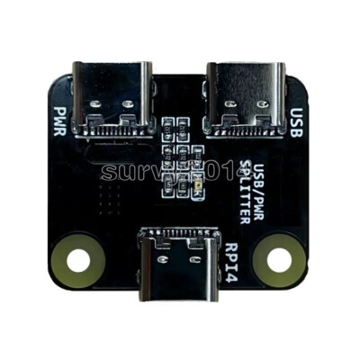Power Splitter Power Distributor for Raspberry Pi 4 USB One-in-Two Module Type-C