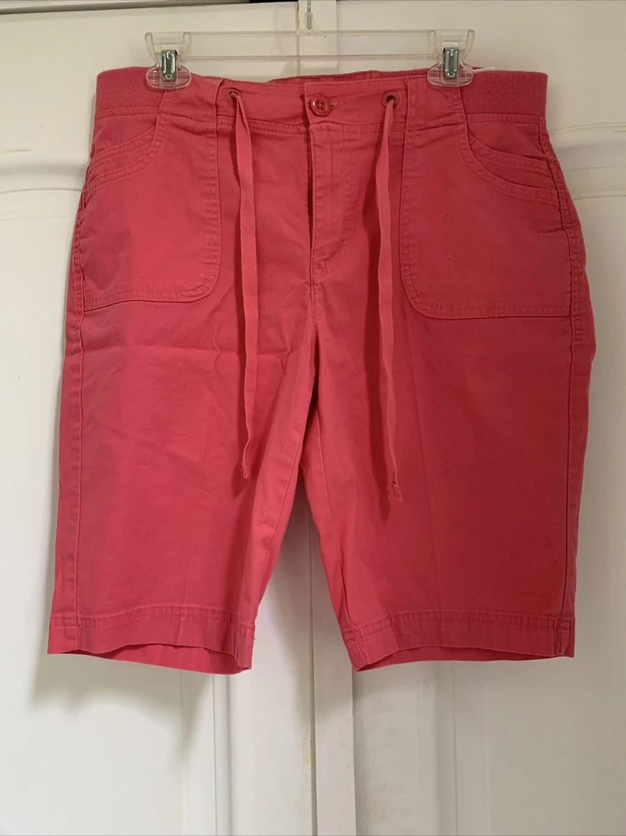 Gloria Vanderbilt Womens Elastic Waist Pockets Pink Salmon Shorts