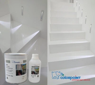 COLORPOINT Resina Epossidica per Pavimenti 1Kg (A+B) 9/11 Mq BIANCA LUCIDA Bicomponente