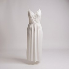 Vintage White Sheer Nylon Lace Trim Nightgown With Spaghetti Straps Women Medium