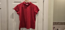 VTG 90s Liz Claiborne 100 silk Cherry Red Shirt Size 6