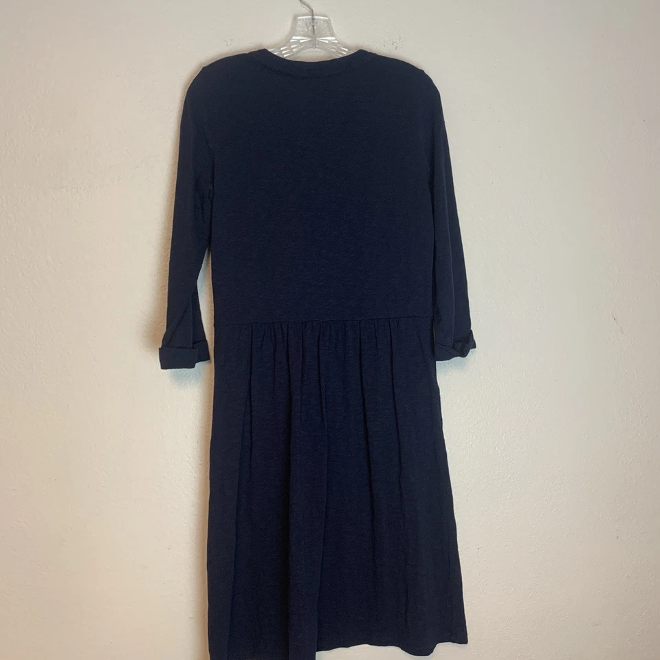 Boden Dress Womens 4R Casual Preppy Classic 3/4 Sleeves 100% Cotton Navy Pockets - Image 3 of 4