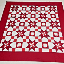 Handmade Christmas Golden Peaks Cotton Fabric Patchwork quilt top/topper 86x86"