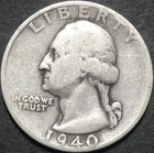1940-S SILVER WASHINGTON QUARTER COIN SAN FRANCISCO