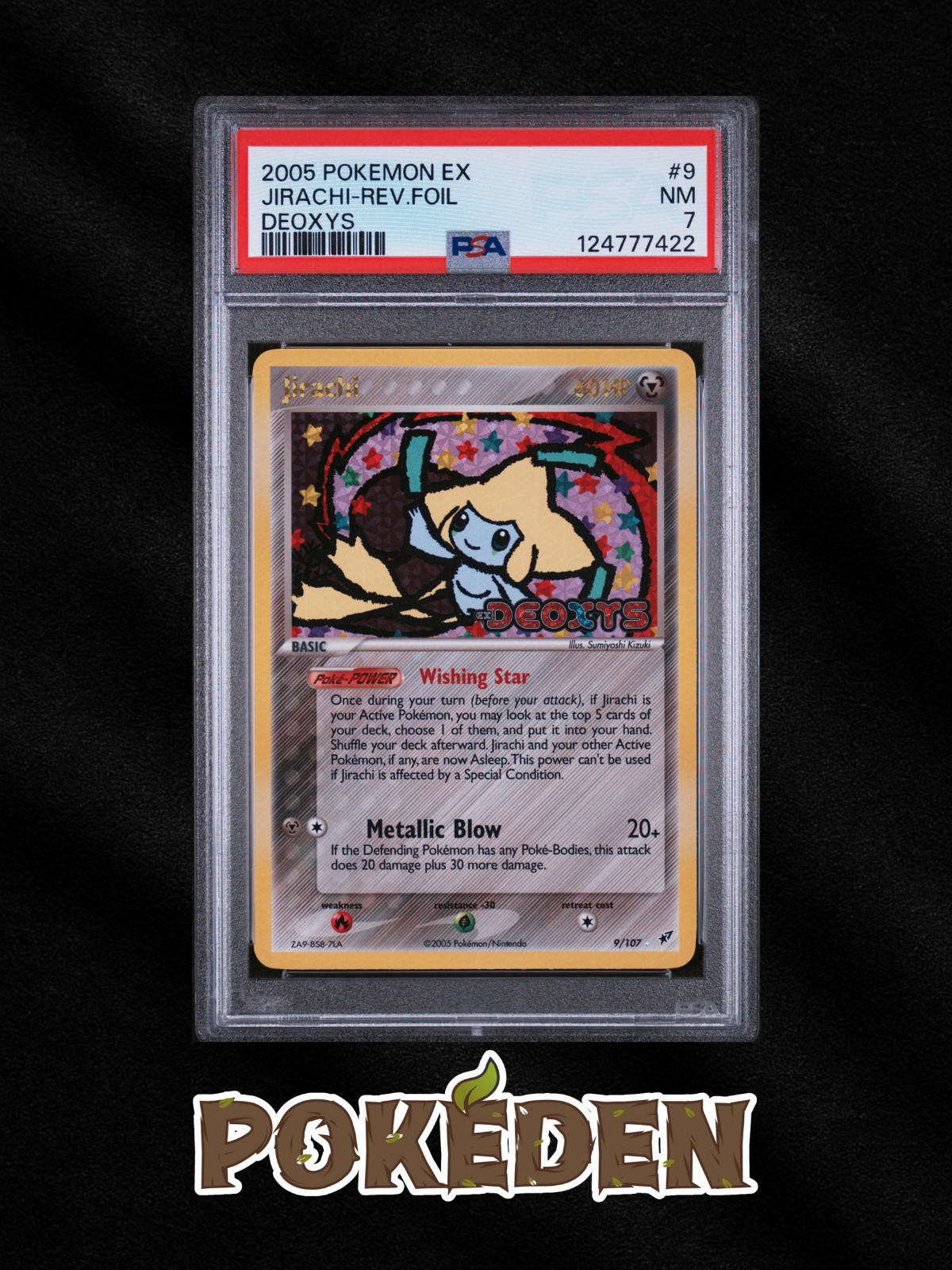 Pokemon Jirachi 9/107 Deoxys Reverse Holo PSA 7 English (POP 32)