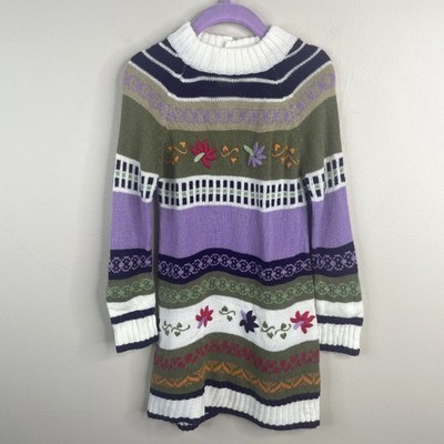 Vintage Faded Glory Apres Ski Fair Isle Toddler Sweater Dress 4T Girls Colorful