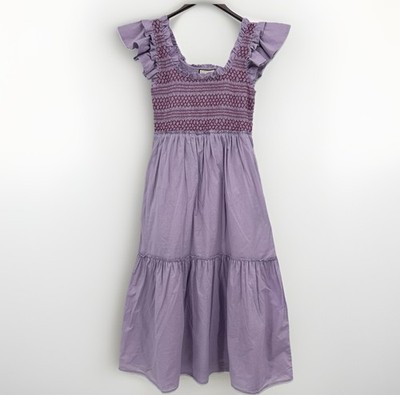Tuckernuck Lavender Mallie Midi Dress sz XS 100% Cotton Smocked Purple *READ*