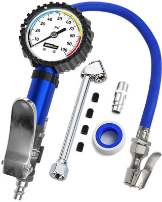 Tire Inflator with Pressure Gauge and Longer Hose - Most Accurate, Heavy Duty...