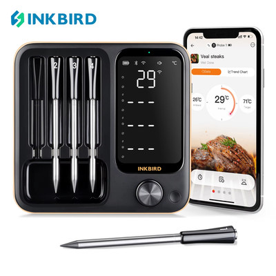 INT-14-BW Three-Mode Wireless BBQ Thermometer with 4 Probes IP67 Waterproof WiFi