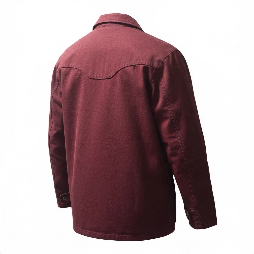 Powder River Outfitters Men's Burgundy Canvas Lined Jacket Snap/Zip Pockets M image 2