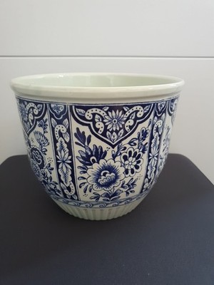 Blue and White Delft Flower Pot Planter Belgium M18 Jardiniere Chinoiserie 20cm