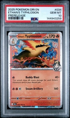 Pokemon Ethan's Typhlosion Destined Rivals Prerelease #034 PSA 10 Gem Mint