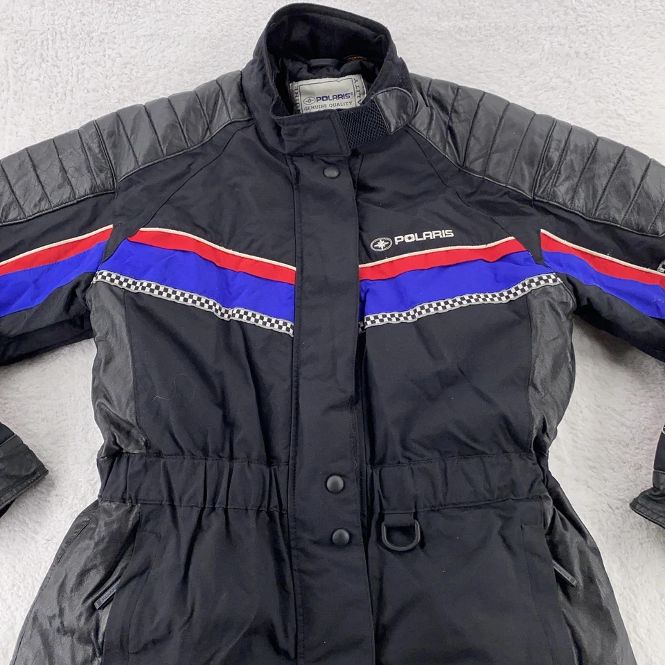 Vtg Polaris Leather-Tex High Performance Padded Jacket Ski Racing Thermolite M - Image 4 of 4