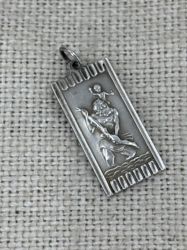 DE COLECCIÓN c.1970s S&K plata esterlina rectangular ST CHRISTOPHER colgante encanto - Imagen 3 de 5