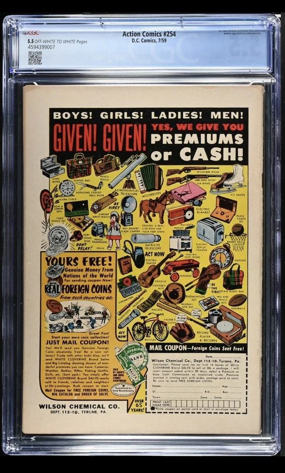 1959 Action Comics 254 CGC 5.5 1st Adult Bizarro. Superman meets Bizarro. OW/W - Image 2 of 4