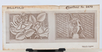 Vintage Craftaid No. 2470 Billfold Template   Roses & Boxer Dog Design