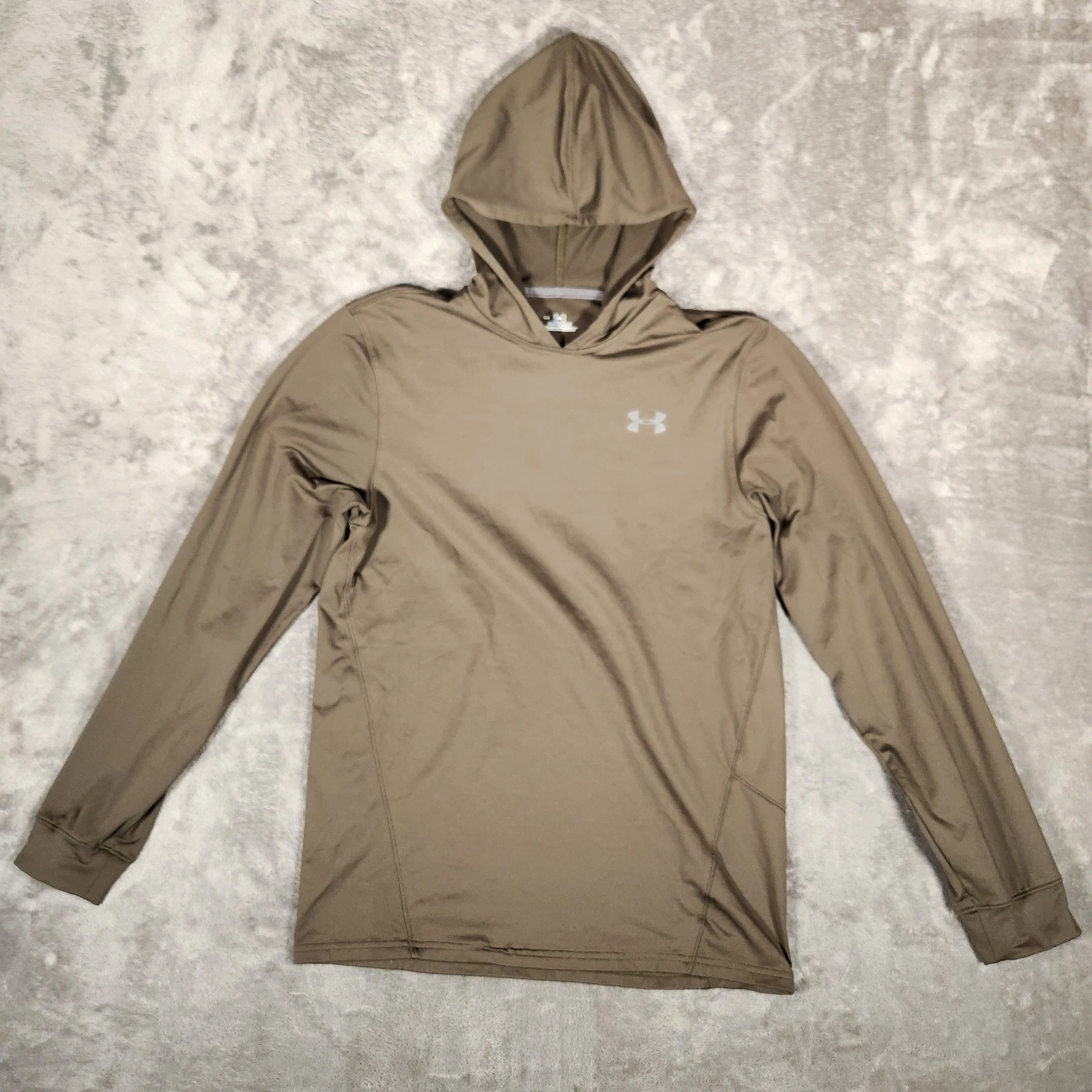 Under Armour ColdGear Hoodie Mens Medium Brown Excellent Long Sleeve Performance