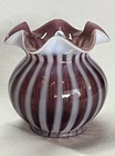 Fenton 2002 Family Signing Event Exclusive Amethyst Opalescent Ribbed Optic Vase