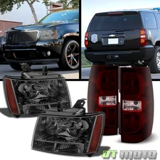 2007-2014 Chevy Suburban Tahoe Smoked Headlights +Tail Brake Lights Left & Right
